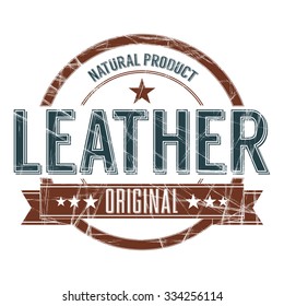 Vintage Stamp with grunge Leather sign