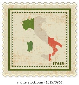 VINTAGE STAMP WITH ITALY MAP BACKGROUND VECTOR