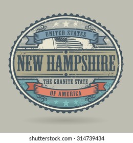 Vintage stamp or label with the text United States of America, New Hampshire, vector illustration