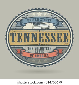 Vintage stamp or label with the text United States of America, Tennessee, vector illustration