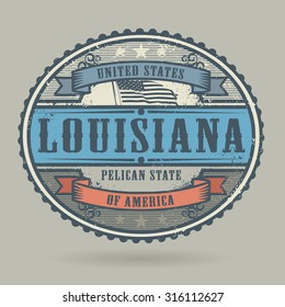 Vintage stamp or label with the text United States of America, Louisiana, vector illustration
