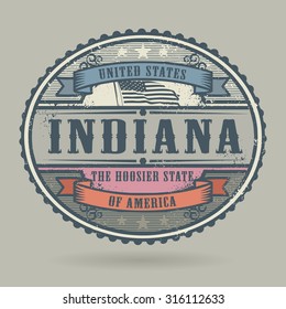 Vintage stamp or label with the text United States of America, Indiana, vector illustration
