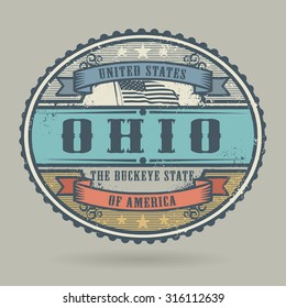 Vintage stamp or label with the text United States of America, Ohio, vector illustration
