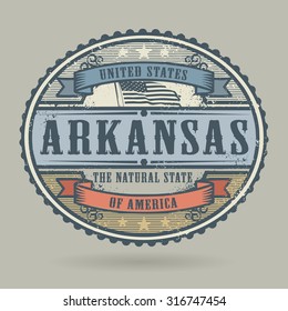 Vintage stamp or label with the text United States of America, Arkansas, vector illustration