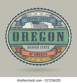 Vintage stamp or label with the text United States of America, Oregon, vector illustration