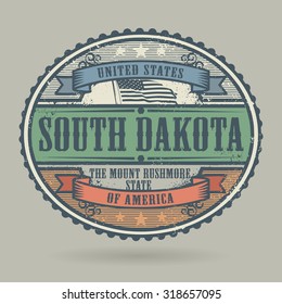 Vintage stamp or label with the text United States of America, South Dakota, vector illustration
