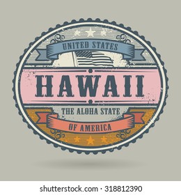 Vintage stamp or label with the text United States of America, Hawaii, vector illustration