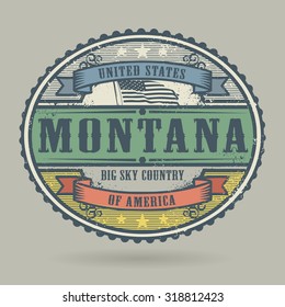 Vintage stamp or label with the text United States of America, Montana, vector illustration