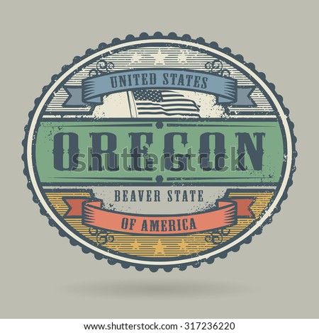 Vintage stamp or label with the text United States of America, Oregon, vector illustration