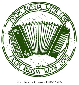 Vintage stamp with Russian accordion