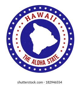 Vintage Stamp With Text The Aloha State Written Inside And Map Of Hawaii, Vector Illustration