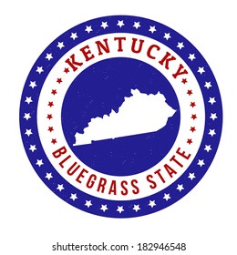 Vintage Stamp With Text Bluegrass State Written Inside And Map Of Kentucky, Vector Illustration