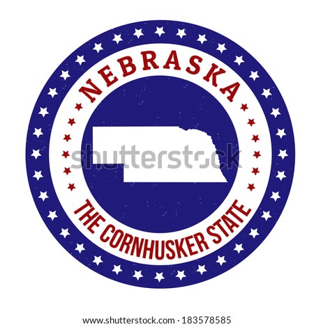 Vintage stamp with text The Cornhusker State written inside and map of Nebraska, vector illustration