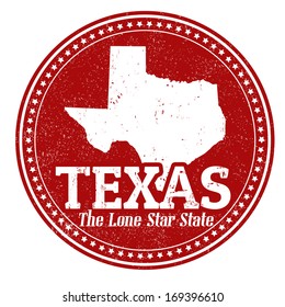 Vintage stamp with text The Lone Star State written inside and map of Texas, vector illustration