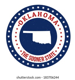 Vintage stamp with text The Sooner State written inside and map of Oklahoma, vector illustration