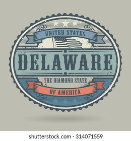 Vintage stamp with the text United States of America, Delaware, vector illustration