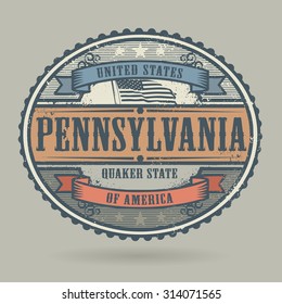 Vintage stamp with the text United States of America, Pennsylvania, vector illustration