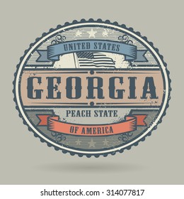 Vintage stamp with the text United States of America, Georgia, vector illustration