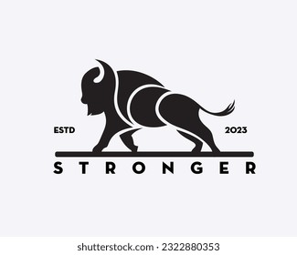 vintage stand bison logo design template illustration inspiration