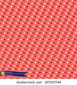 Vintage star pattern vector design, Seamless polka dot pattern with stars in american national flag color gamut.