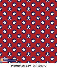 Vintage star pattern vector design, Seamless polka dot pattern with stars in american national flag colour gamut.