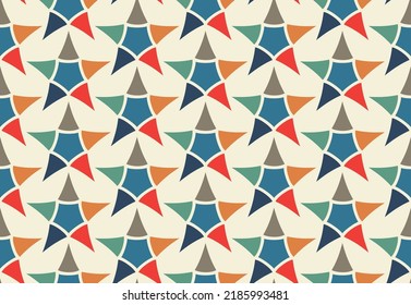 Vintage star seamless pattern retro stamp flat. Trendy geometric paper gift wrap holiday banner decor circus carnival pop trim rockstar modern print fabric clothes furniture interior design ads vector
