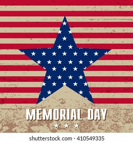 Vintage stars stripes and flag. Memorial Day. Vector illustration.