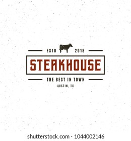 vintage steak house logo. retro styled grill restaurant emblem, badge, design element, logotype template. vector illustration