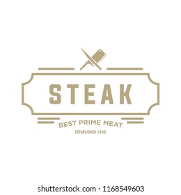 vintage steak house logo. retro styled grill restaurant emblem, badge, design element, logotype template. vector illustration. EPS 10.