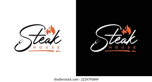 vintage steak house logo. retro style grill restaurant emblem. vector illustration