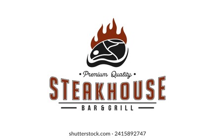 vintage steak house logo. retro style grill restaurant emblem, badge, design element template illustration