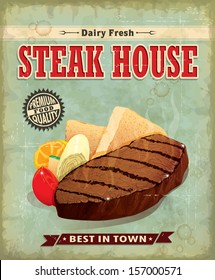 Vintage Steak House Menu Poster Design
