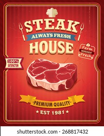 Vintage Steak House Poster Design 