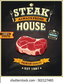 Vintage Steak House Poster Design