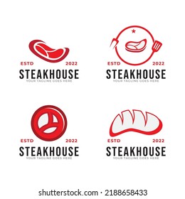 Vintage Steakhouse Logo Badge Design. Retro Grill Restaurant Emblem. Steak Graphic Vector Illustration.