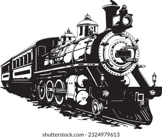 Vintage steam locomotive ancient train, transport Vector illustration