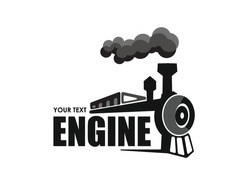 Vintage Steam Locomotive Graphic Silhouette. Vector Illustration. 