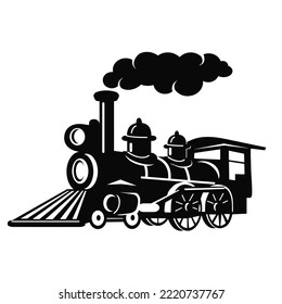 Vintage steam locomotive vector cartoon illustration