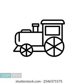 Vintage steam locomotive vector icon. Children's railway transport sign. Graph symbol for event and holiday web site and apps design, logo, app, UI