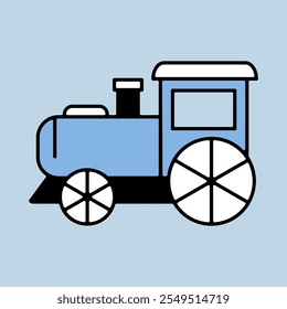 Vintage steam locomotive vector icon. Children's railway transport sign. Graph symbol for event and holiday web site and apps design, logo, app, UI