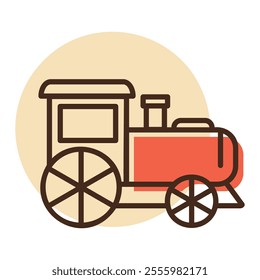 Vintage steam locomotive vector icon. Children's railway transport sign. Graph symbol for event and holiday web site and apps design, logo, app, UI