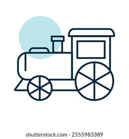 Vintage steam locomotive vector icon. Children's railway transport sign. Graph symbol for event and holiday web site and apps design, logo, app, UI