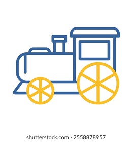 Vintage steam locomotive vector icon. Children's railway transport sign. Graph symbol for event and holiday web site and apps design, logo, app, UI