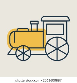 Vintage steam locomotive vector icon. Children's railway transport sign. Graph symbol for event and holiday web site and apps design, logo, app, UI