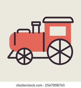 Vintage steam locomotive vector icon. Children's railway transport sign. Graph symbol for event and holiday web site and apps design, logo, app, UI