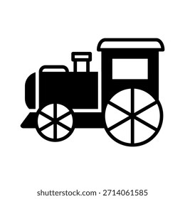 Icono sólido de Vector de locomotora de vapor Antiguas. Cartel de transporte ferroviario para niños. Símbolo de gráfico para el Sitio web del acontecimiento y de la fiesta y diseño de los App, logotipo, App, UI