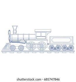 Vintage Steam Train Engrave Illustration. Vector illustration