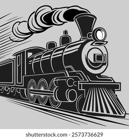 Vintage Steam Train Illustration: Perfect for Transportation Art Enthusiasts