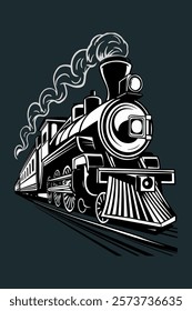 Vintage Steam Train Illustration: Perfect for Transportation Art Enthusiasts