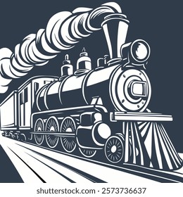 Vintage Steam Train Illustration: Perfect for Transportation Art Enthusiasts